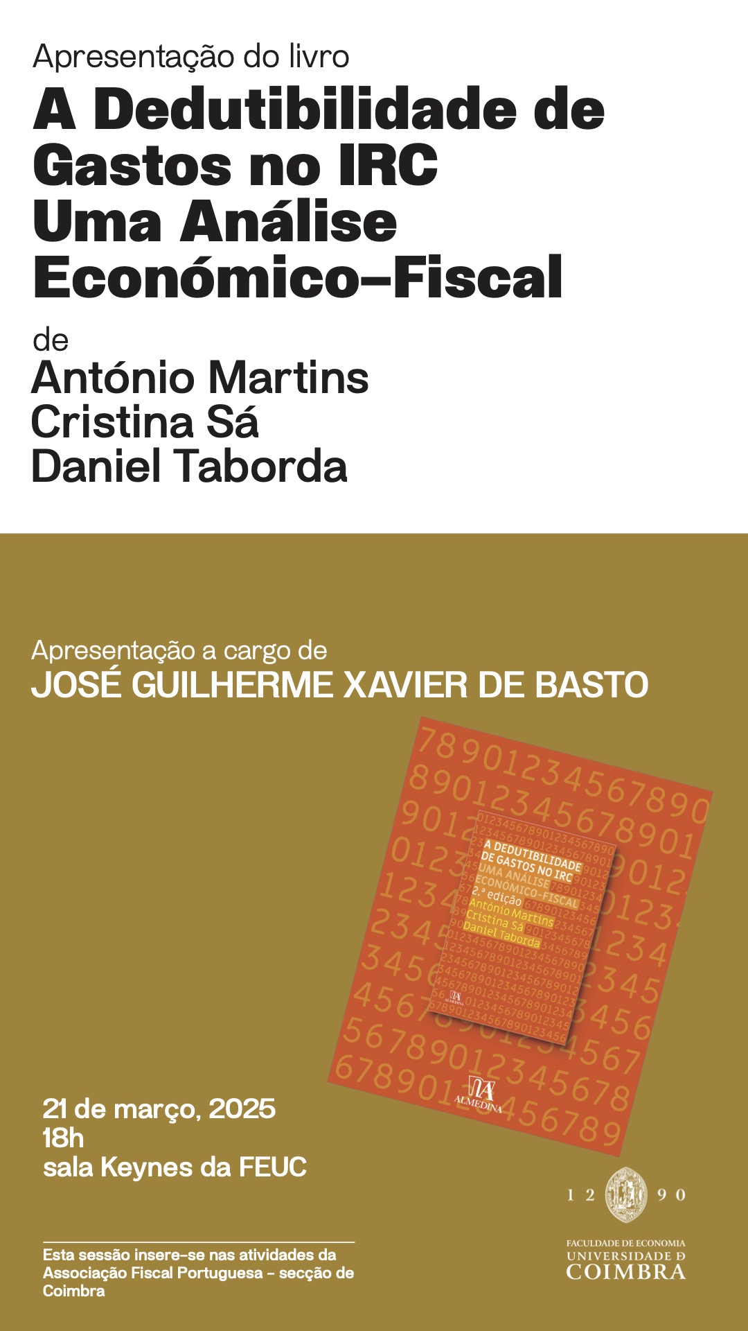 Apresentação de livro: A Dedutibilidade de Gastos no IRC Uma Análise Económico-Fiscal